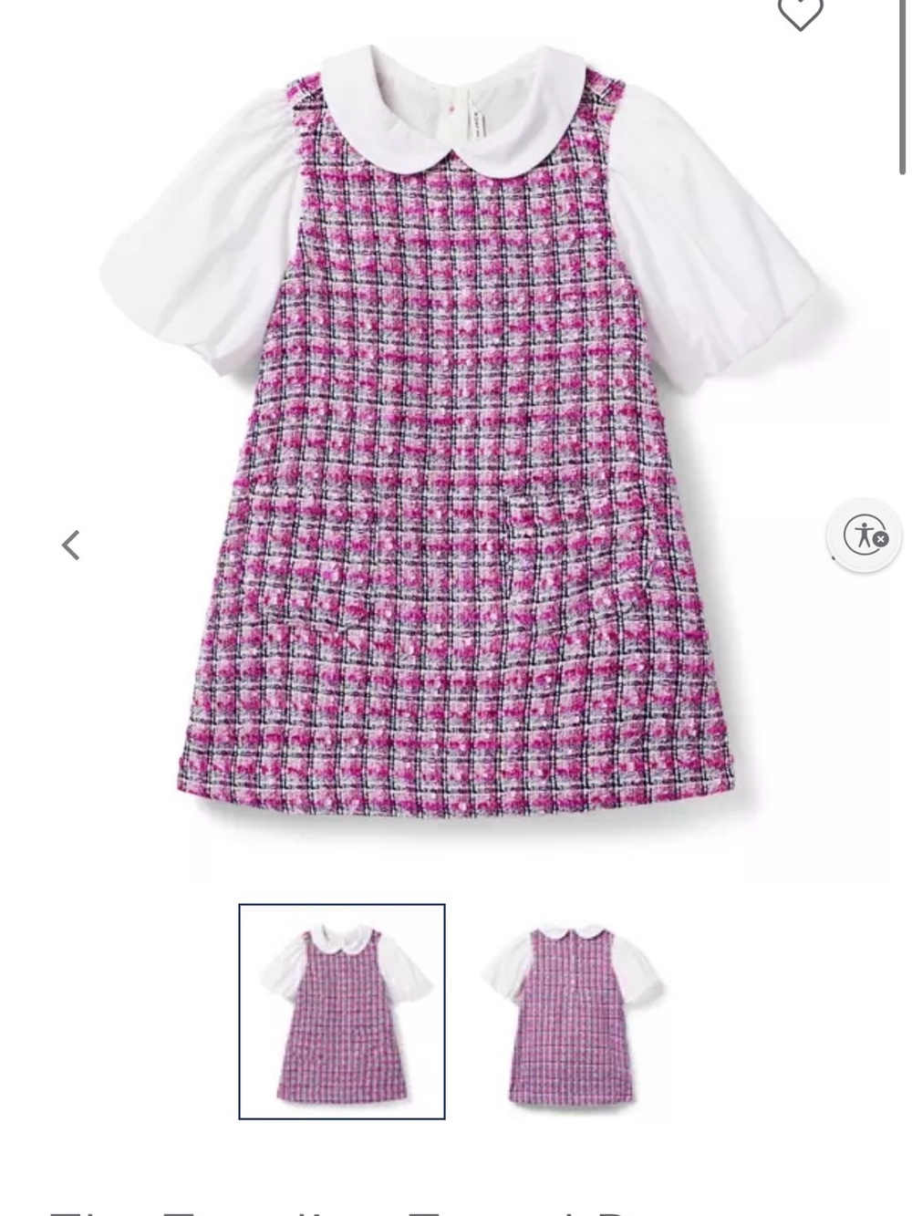 Janie and Jack Pink Plaid Tweed Dress with White Collar
